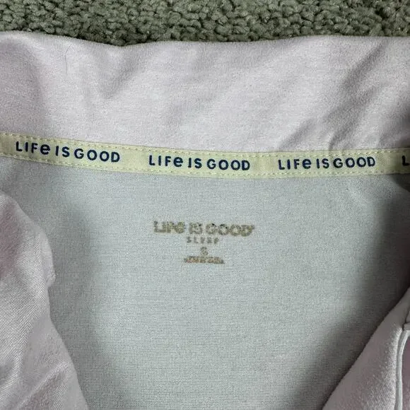 Life Is Good Top Womens S Pink Sleep Shirt Flower Pots Button Front Pajamas READ - Picture 4 of 11